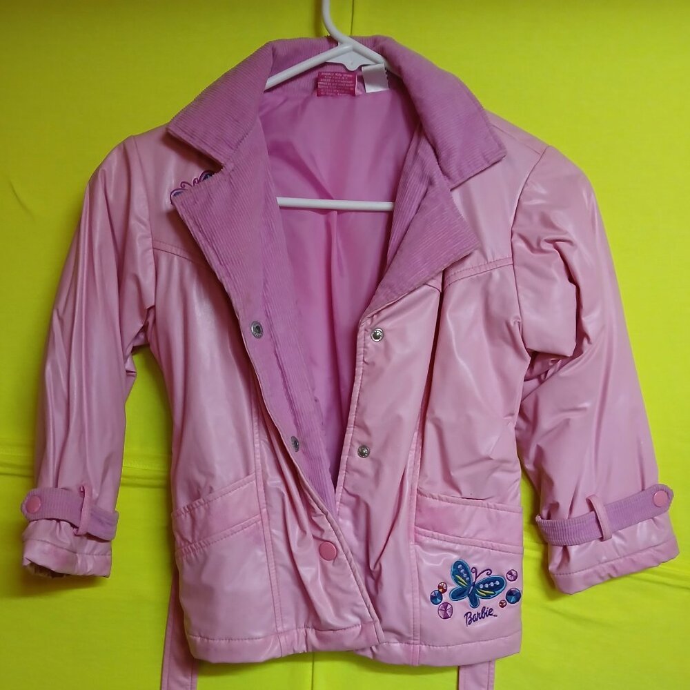 VINTAGE "BARBIE" GIRLS KIDS JACKET SOME WEAR & TARE SZ 5/6